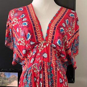 Floral Kimono Maxi Dress with Leg Slit